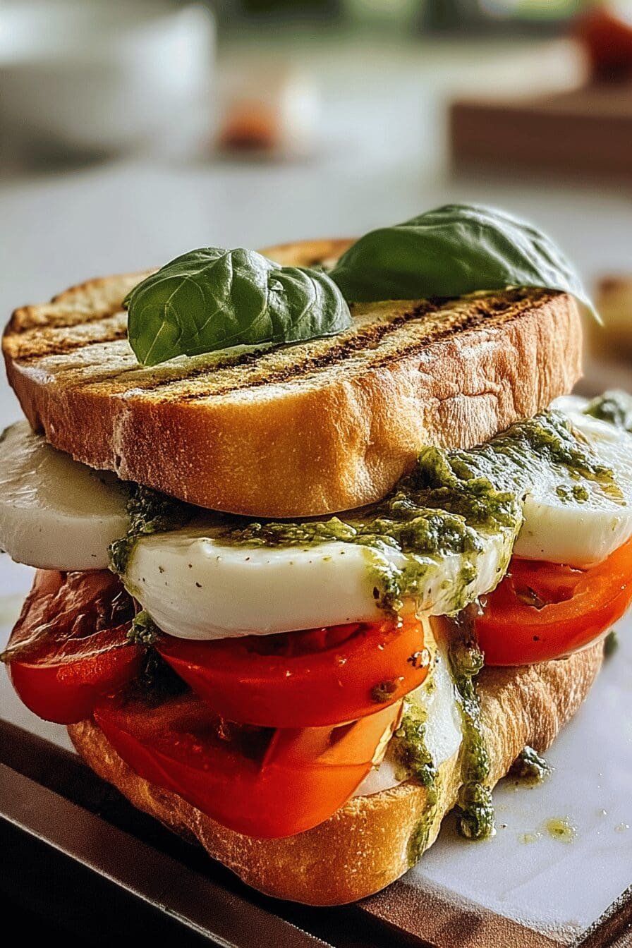 Caprese Sandwich With Basil Pesto