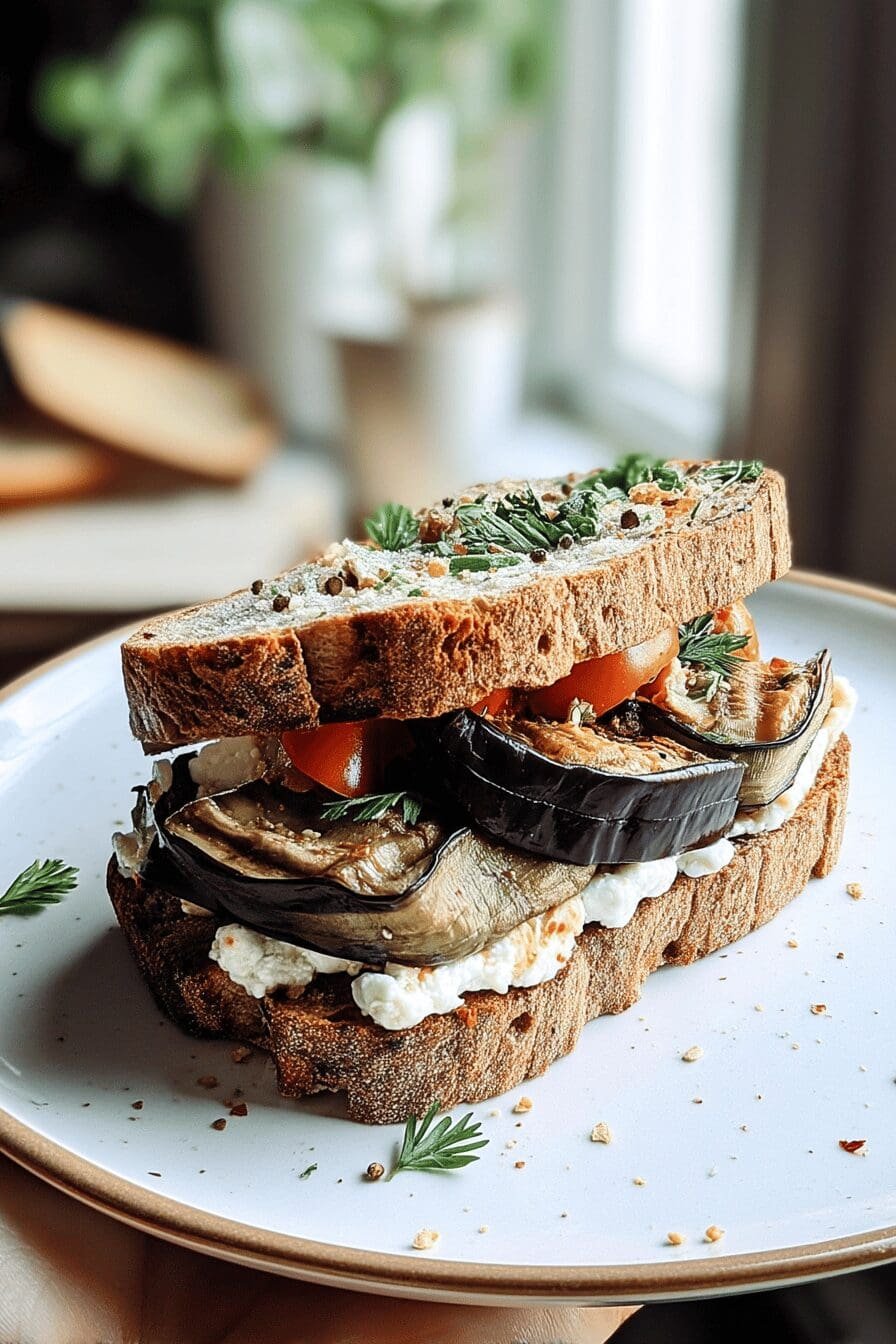 Eggplant And Feta Sandwich