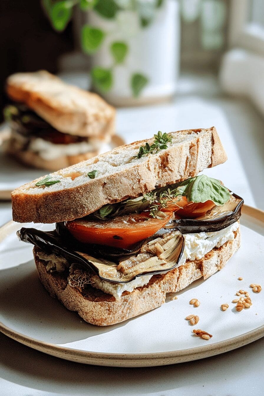 Eggplant And Feta Sandwich
