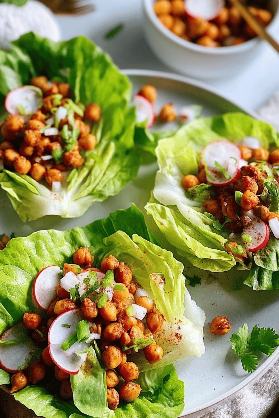 crispy chickpea lettuce wraps