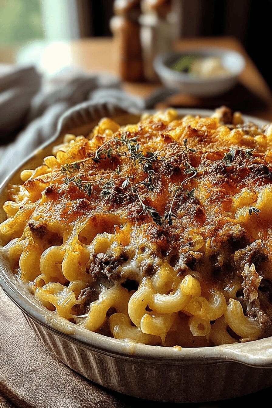 fathers day mac and cheese with beef