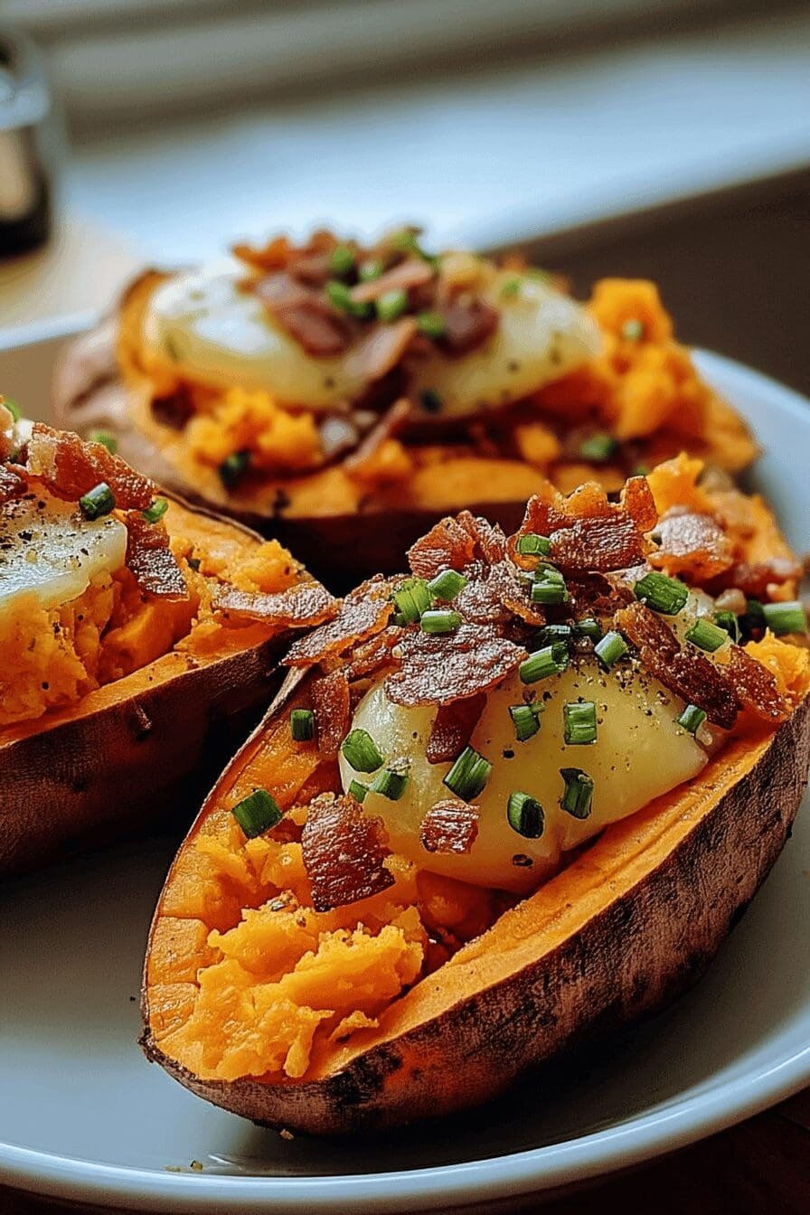 loaded breakfast sweet potatoes