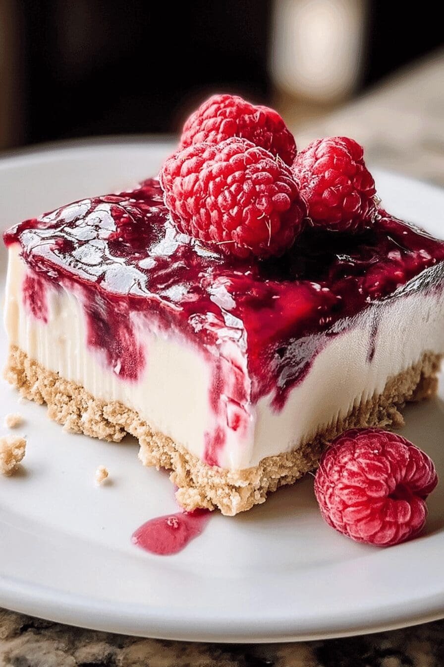 no bake raspberry cheesecake bars