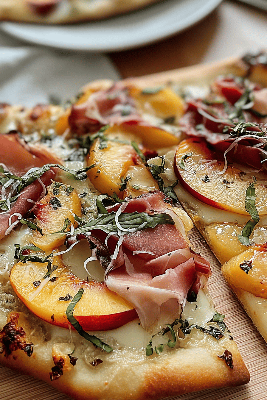 peach and prosciutto flatbread