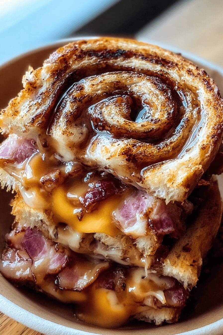 Bbq Bacon Cinnamon Roll Grilled Cheese Recipe