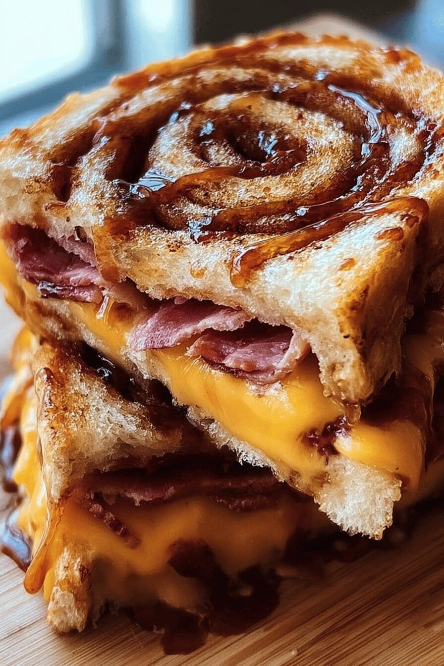 Bbq Bacon Cinnamon Roll Grilled Cheese Recipe