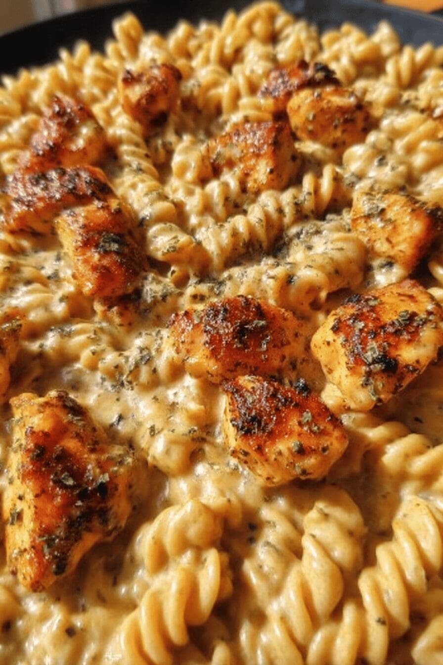 Cheesy Cajun Garlic Chicken Rotini Skillet