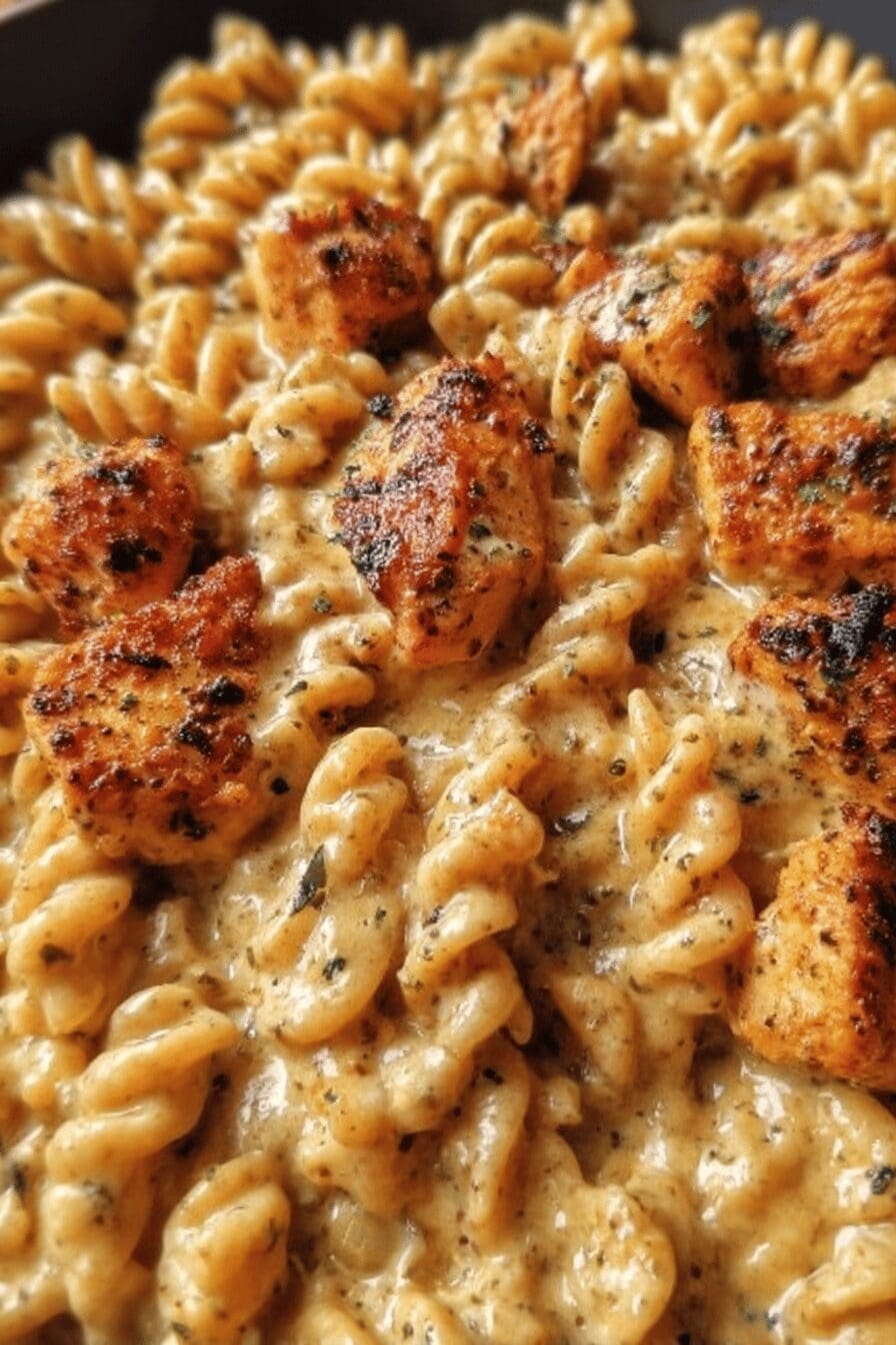 Cheesy Cajun Garlic Chicken Rotini Skillet