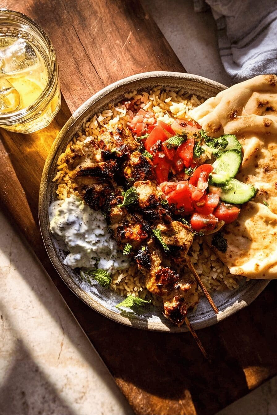 Chicken Souvlaki Rice Pilaf