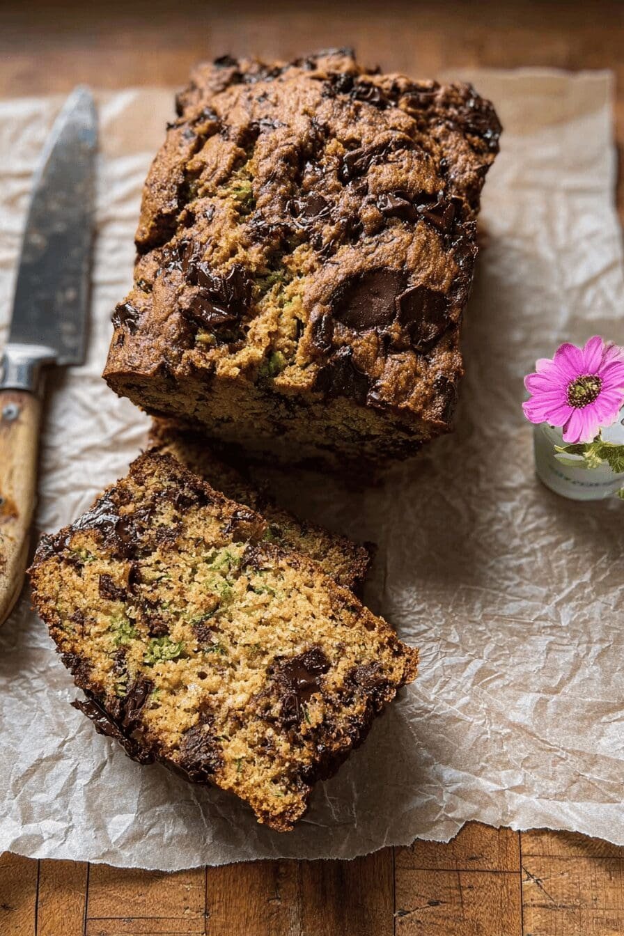 Chocolate Chunk Almond Butter Zucchini Bread