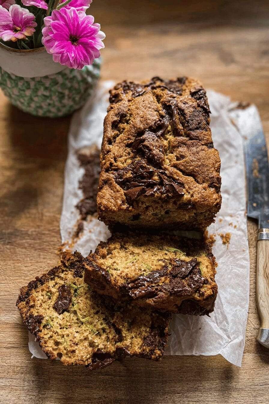 Chocolate Chunk Almond Butter Zucchini Bread