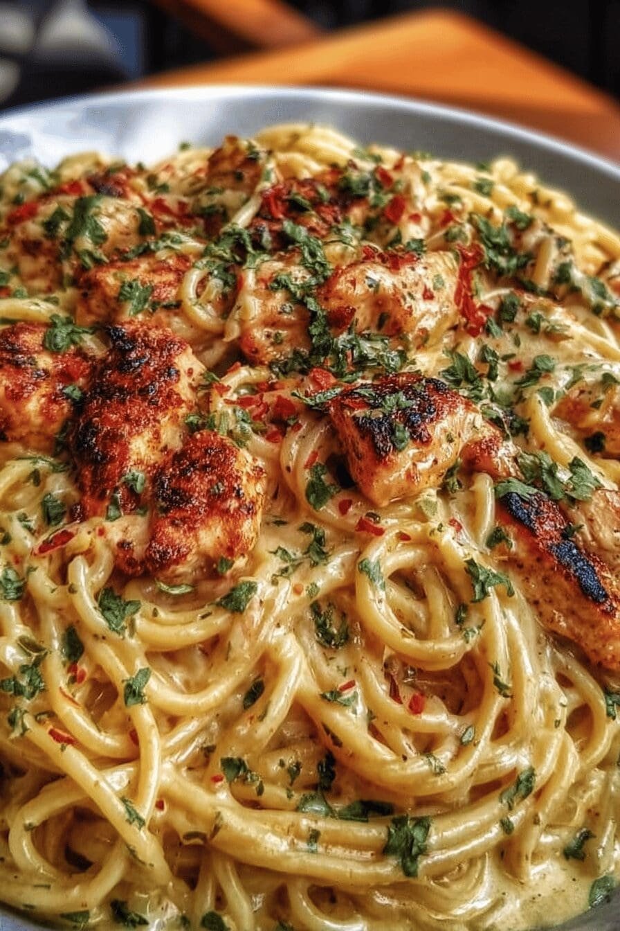 Creamy Cajun Chicken Spaghetti