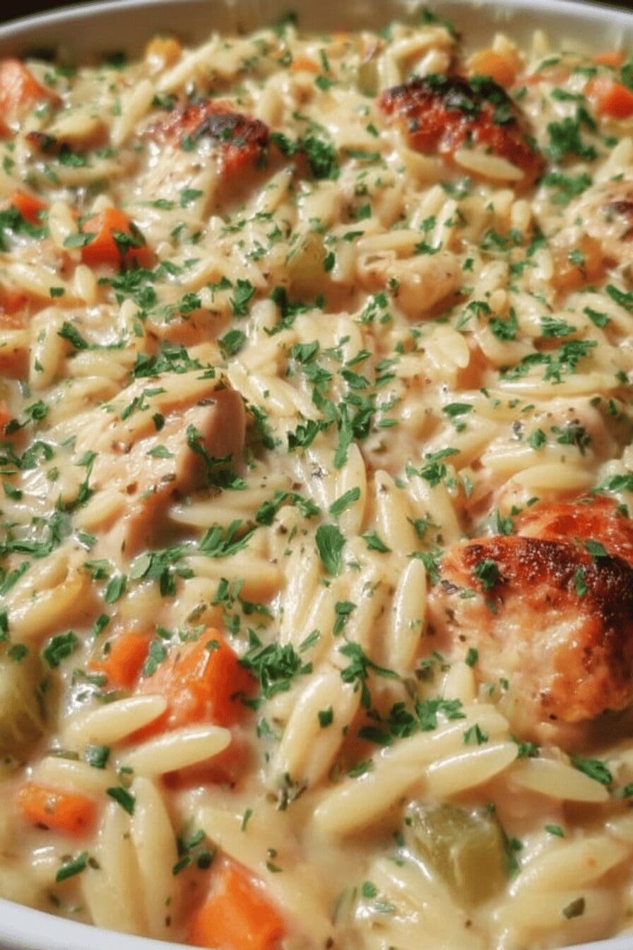 Creamy Chicken Pot Pie Orzo