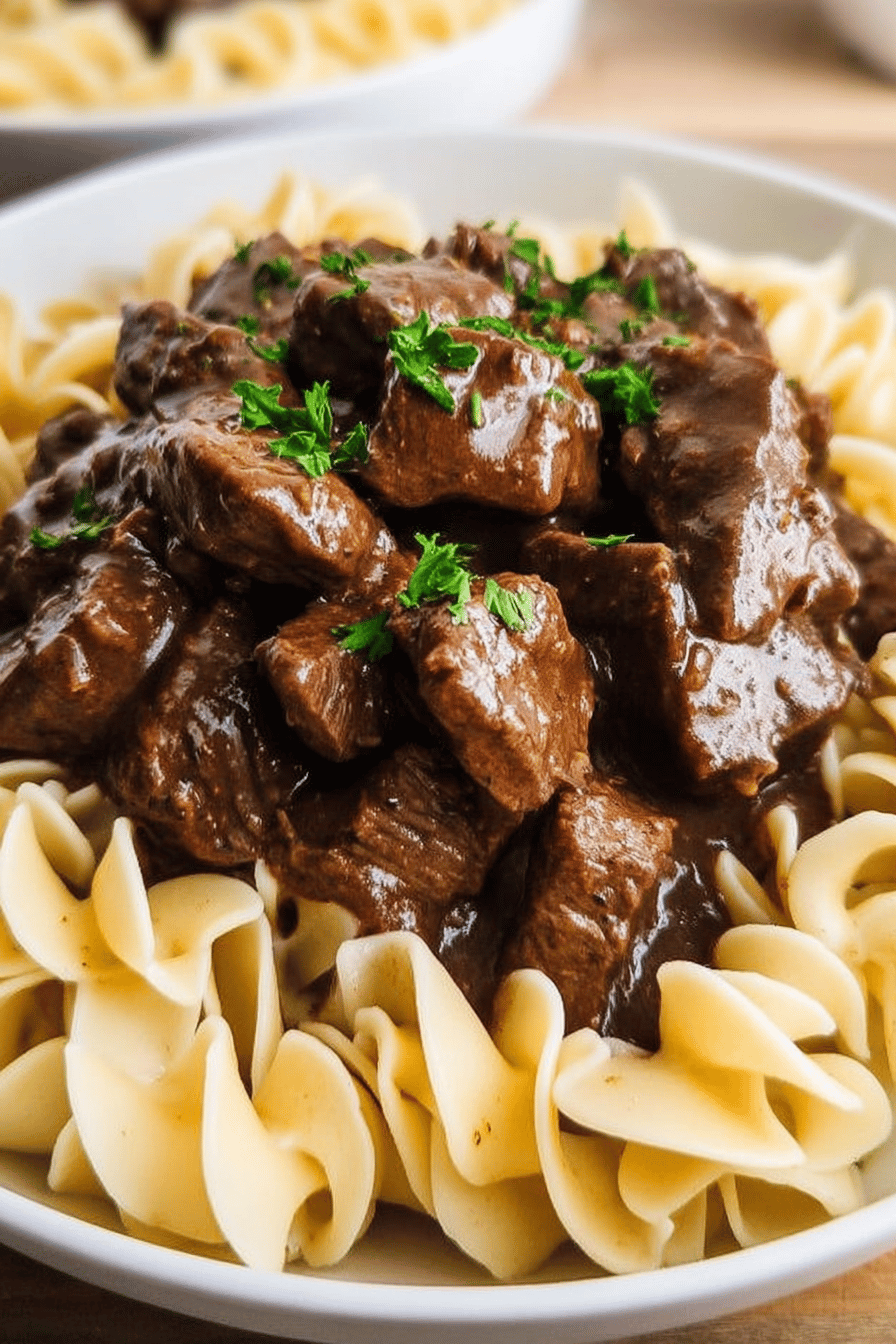Crockpot Beef Tips Noodles