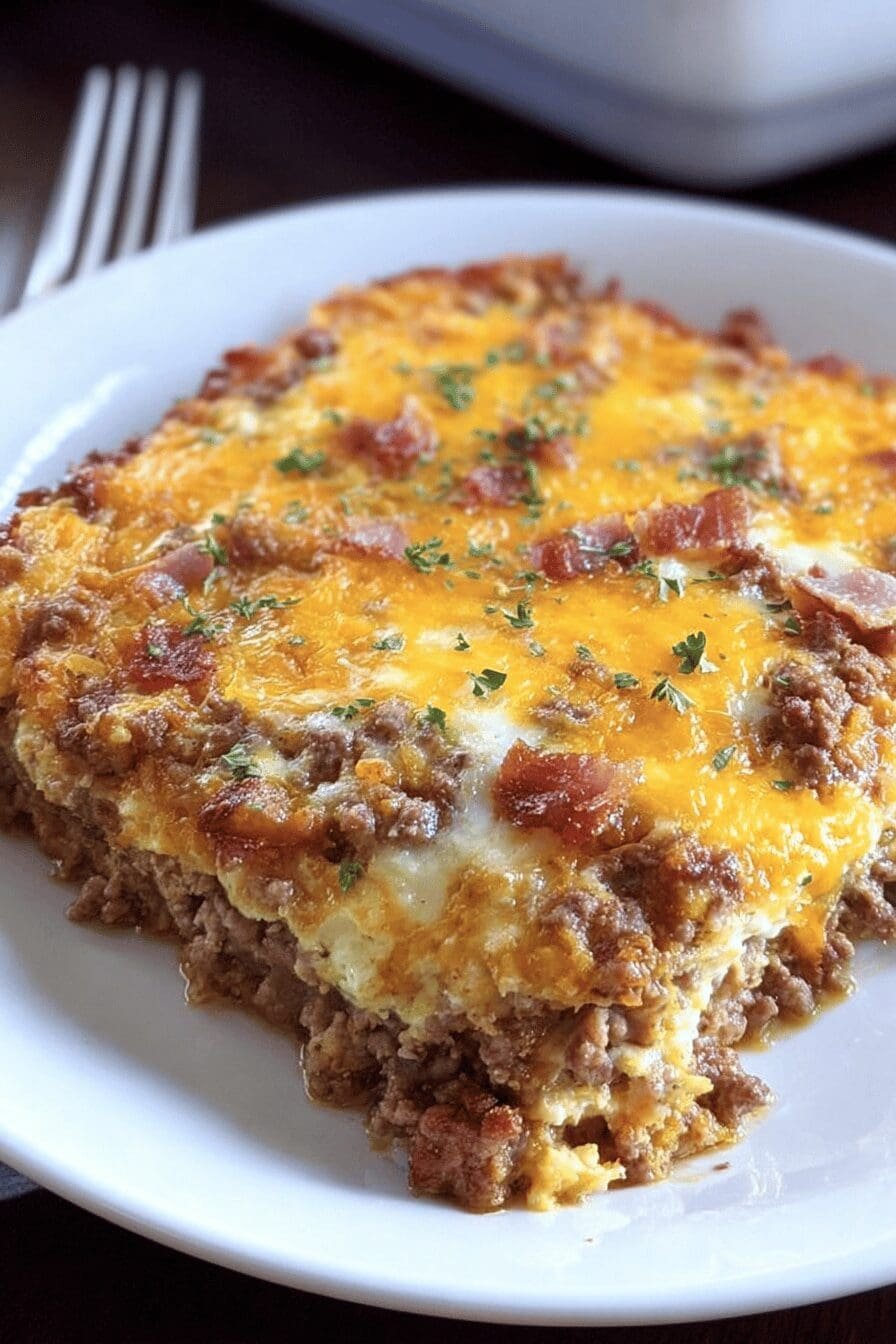 Low Carb Bacon Cheeseburger Casserole