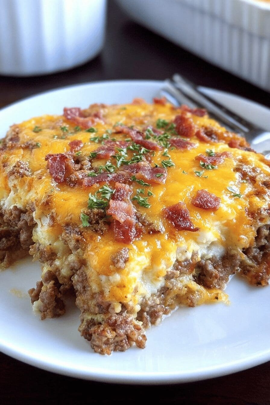 Low Carb Bacon Cheeseburger Casserole