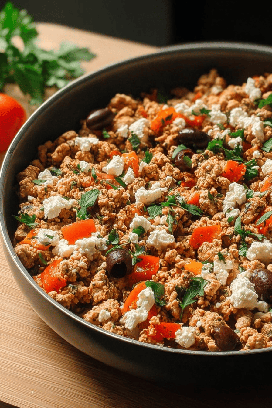 Mediterranean Keto Ground Chicken Skillet