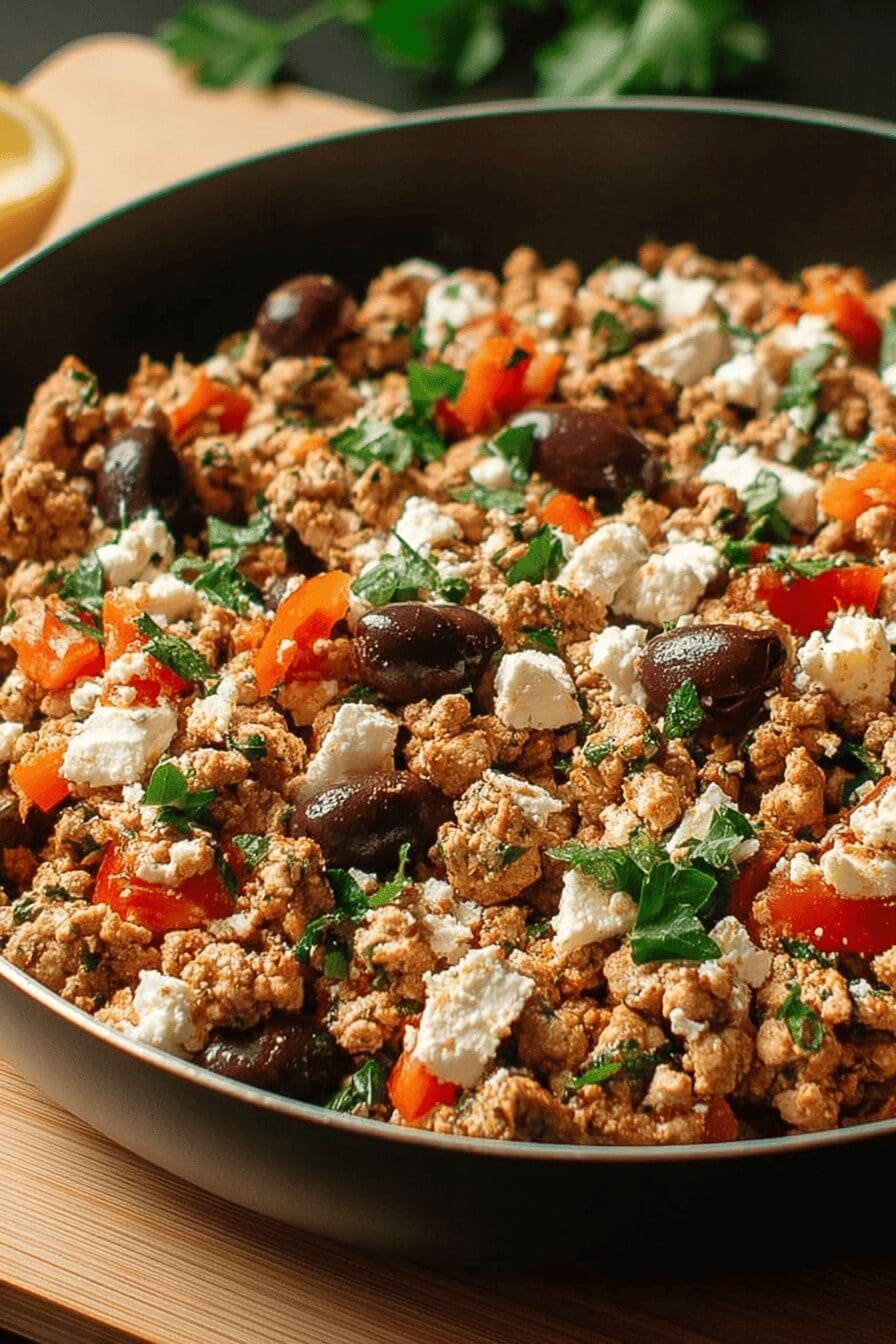 Mediterranean Keto Ground Chicken Skillet