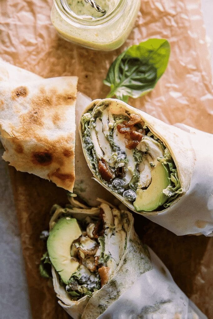 Pesto Chicken And Avocado Bacon Salad Wraps 23.png