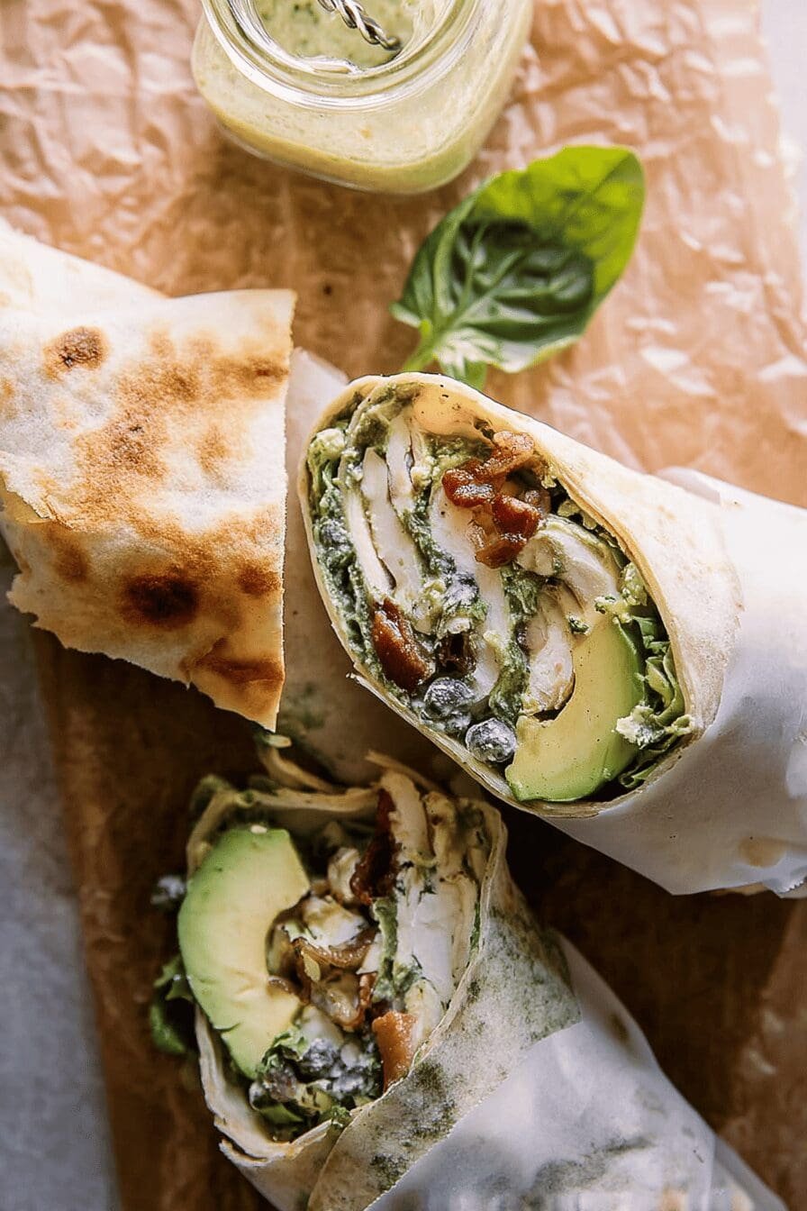 Pesto Chicken And Avocado Bacon Salad Wraps 23.png