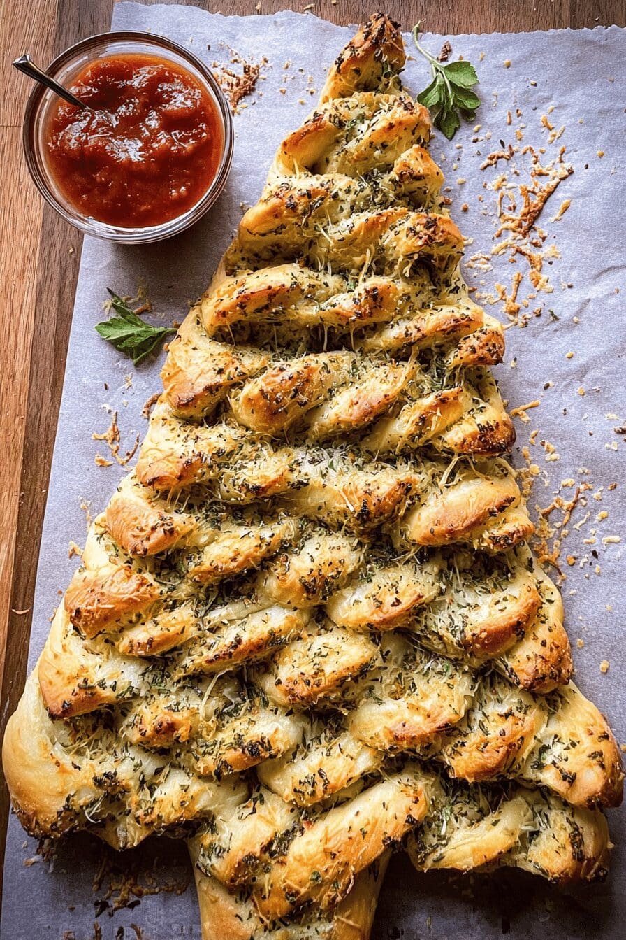 Pull Apart Christmas Tree Garlic Bread