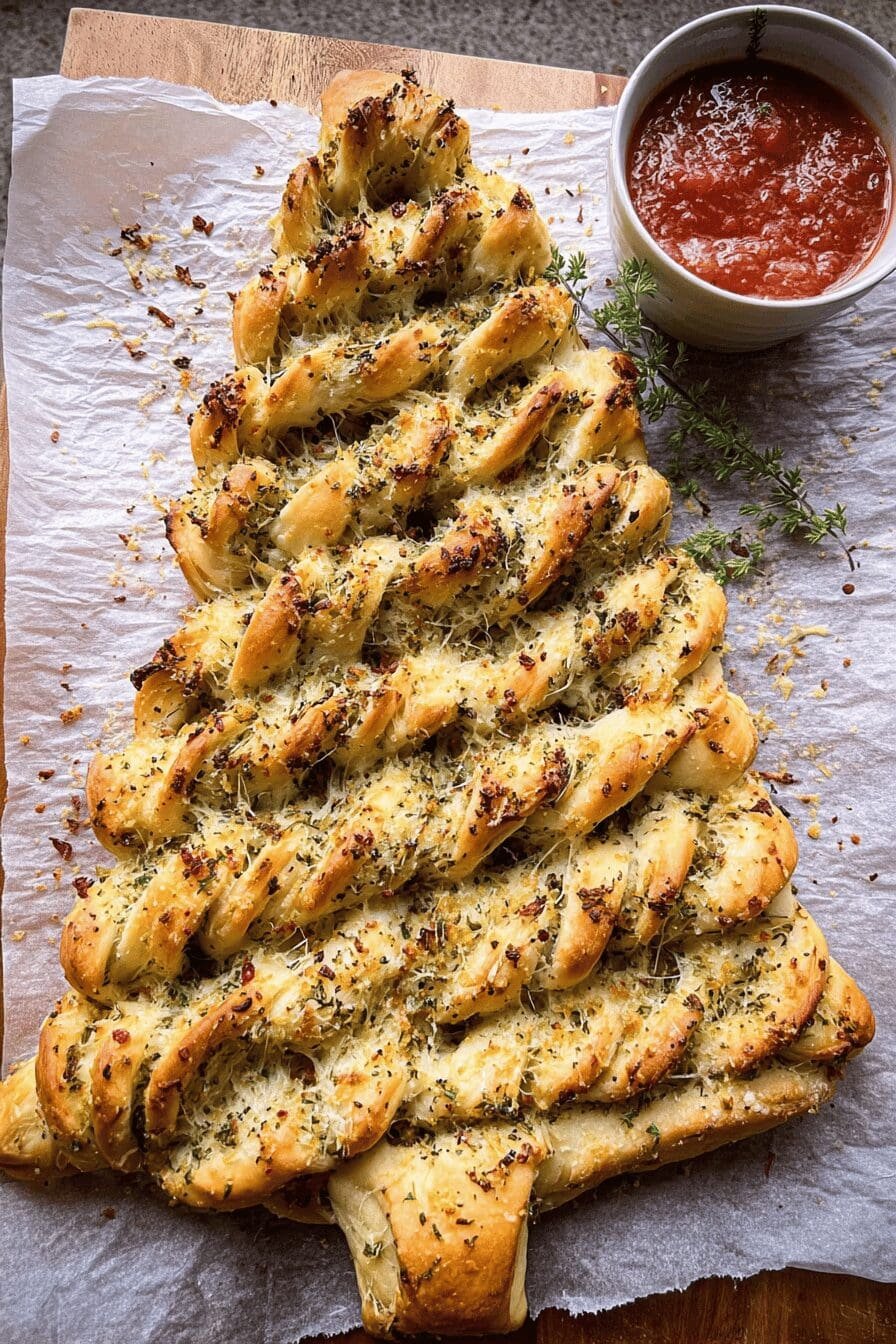 Pull Apart Christmas Tree Garlic Bread