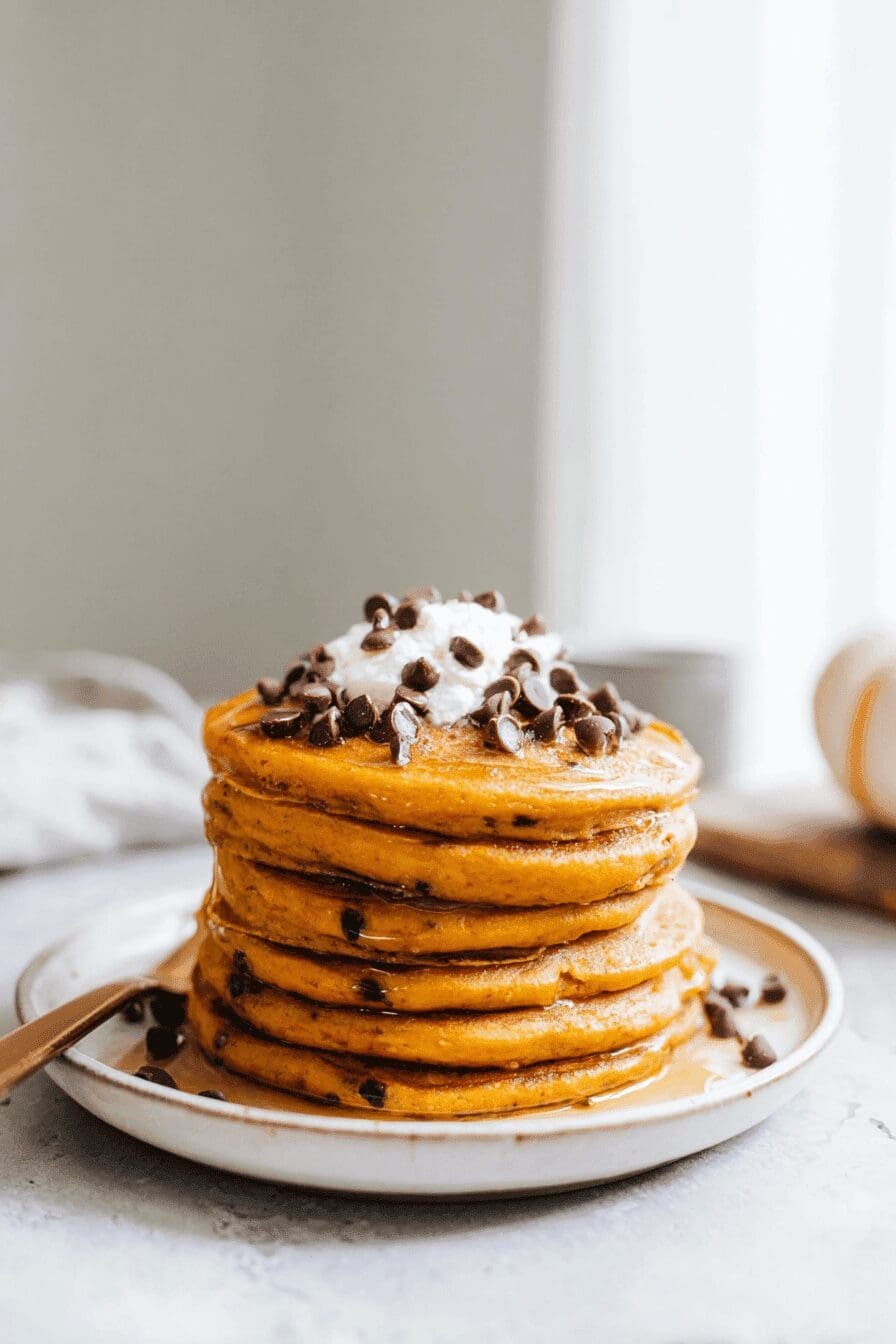 Pumpkin Chocolate Chip Pancakes