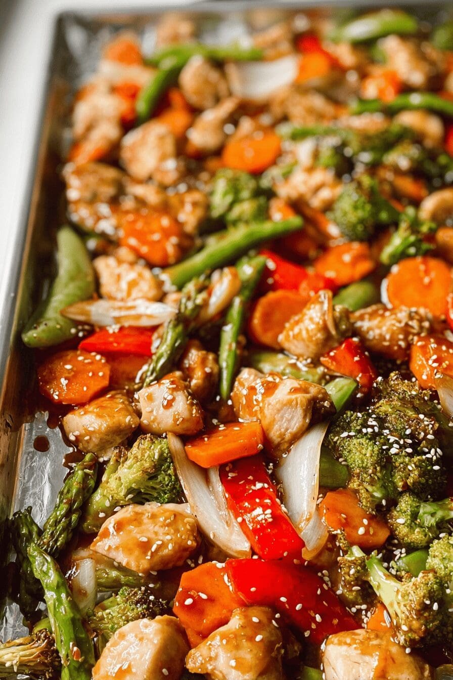 Sheet Pan Chicken And Veggies Sesame Sauce