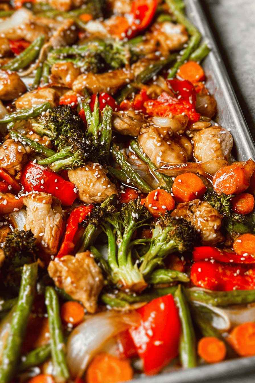 Sheet Pan Chicken And Veggies Sesame Sauce