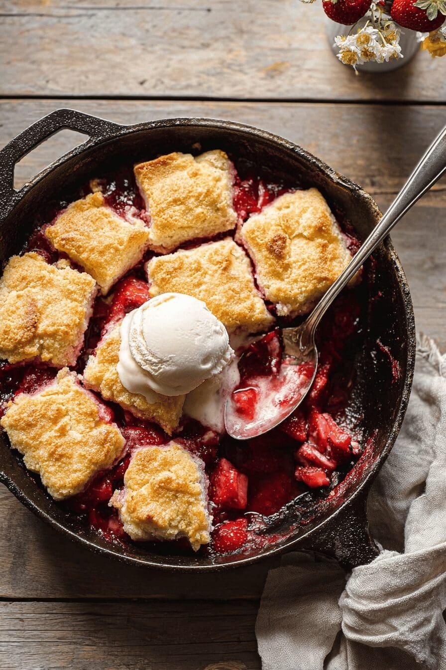 Skillet Strawberry Bourbon Cobbler