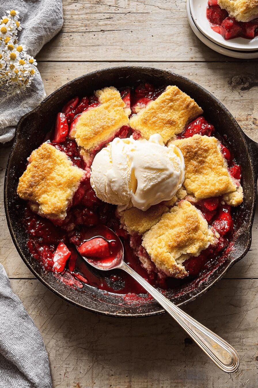 Skillet Strawberry Bourbon Cobbler