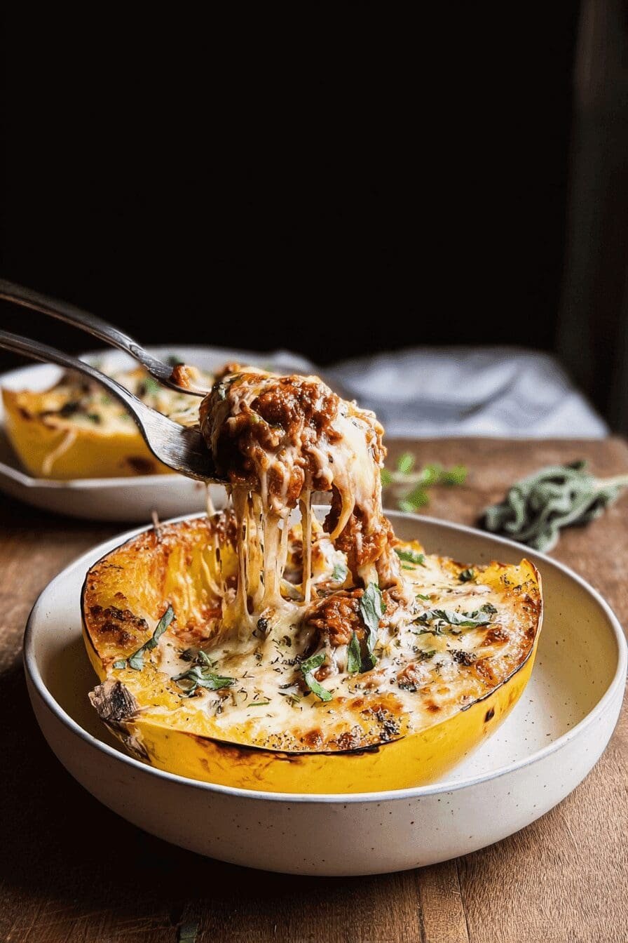 Spaghetti Squash Lasagna Boats