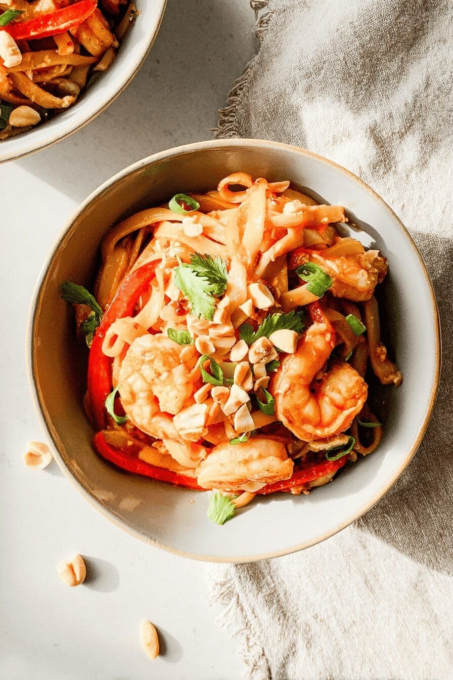 Thai Peanut Sauce Noodles With Shrimp