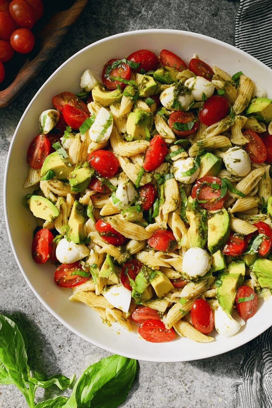 Avocado Caprese Pasta Salad