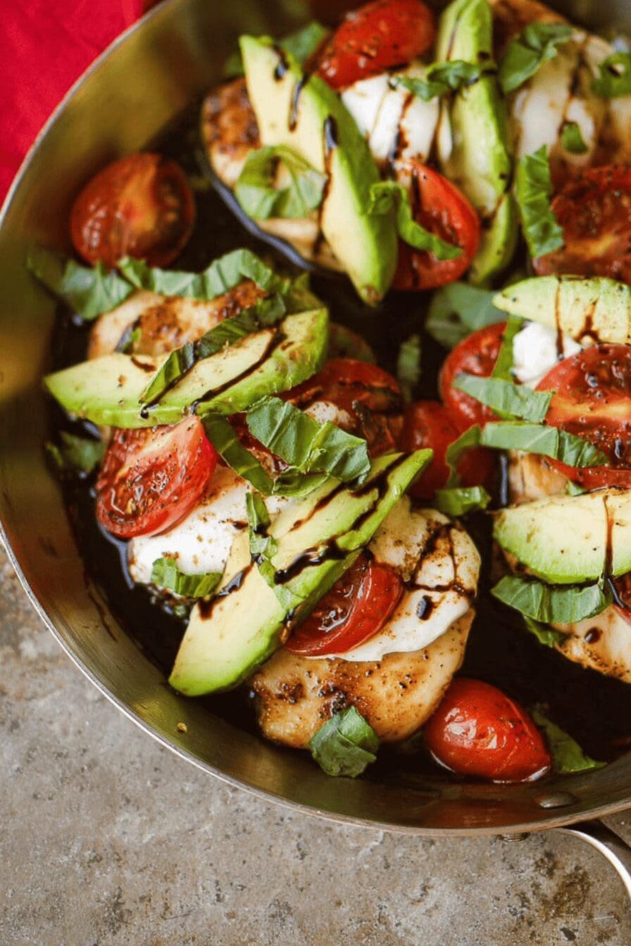 Avocado Caprese Skillet Chicken