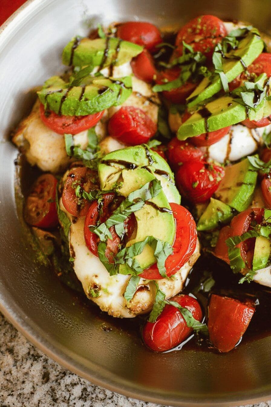 Avocado Caprese Skillet Chicken