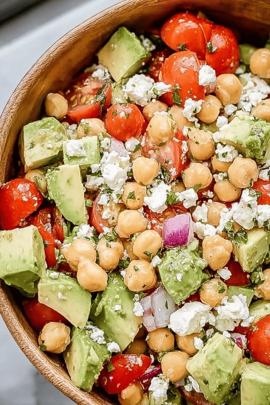 Chickpea Feta Avocado Salad