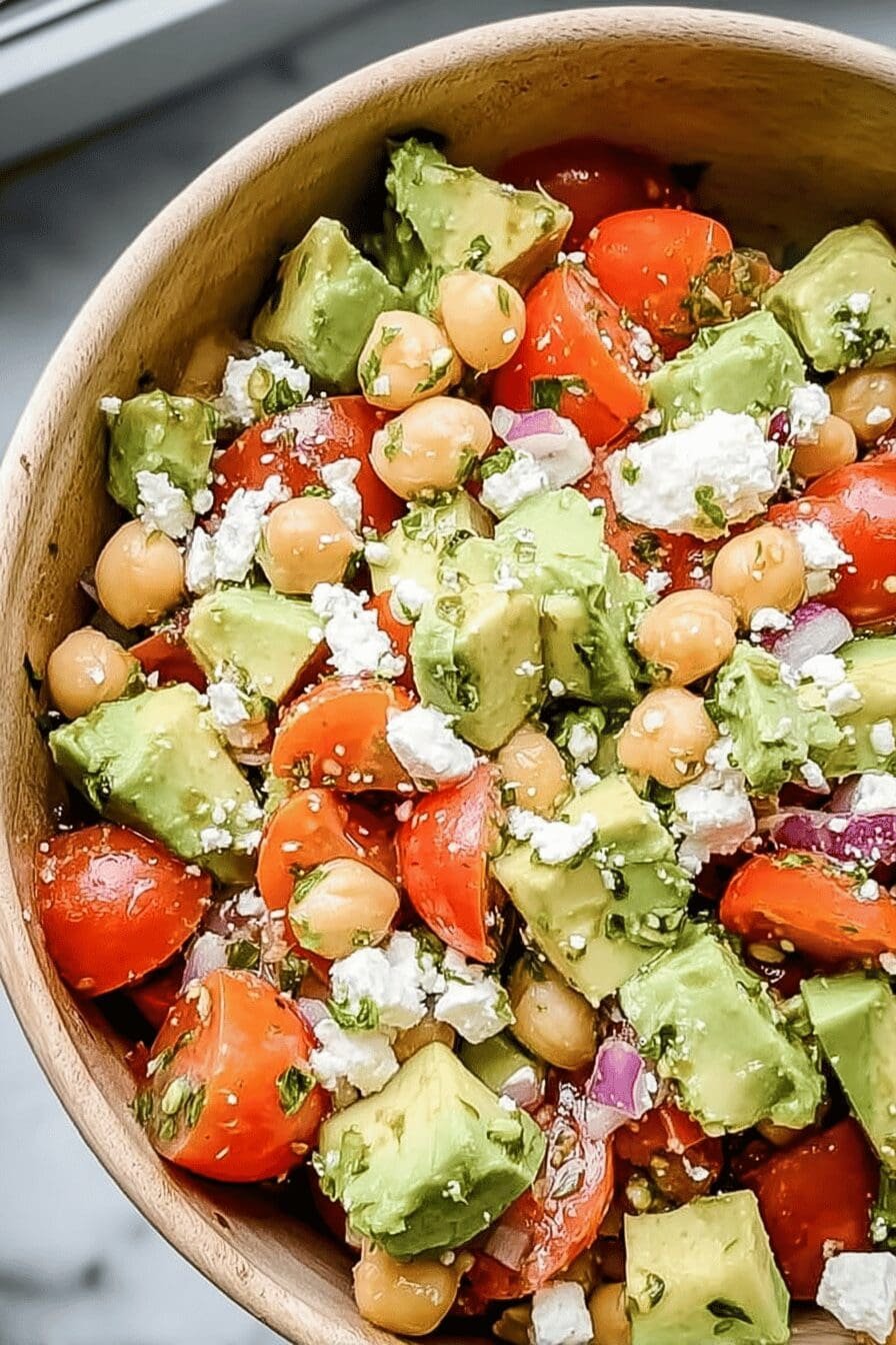 Chickpea Feta Avocado Salad