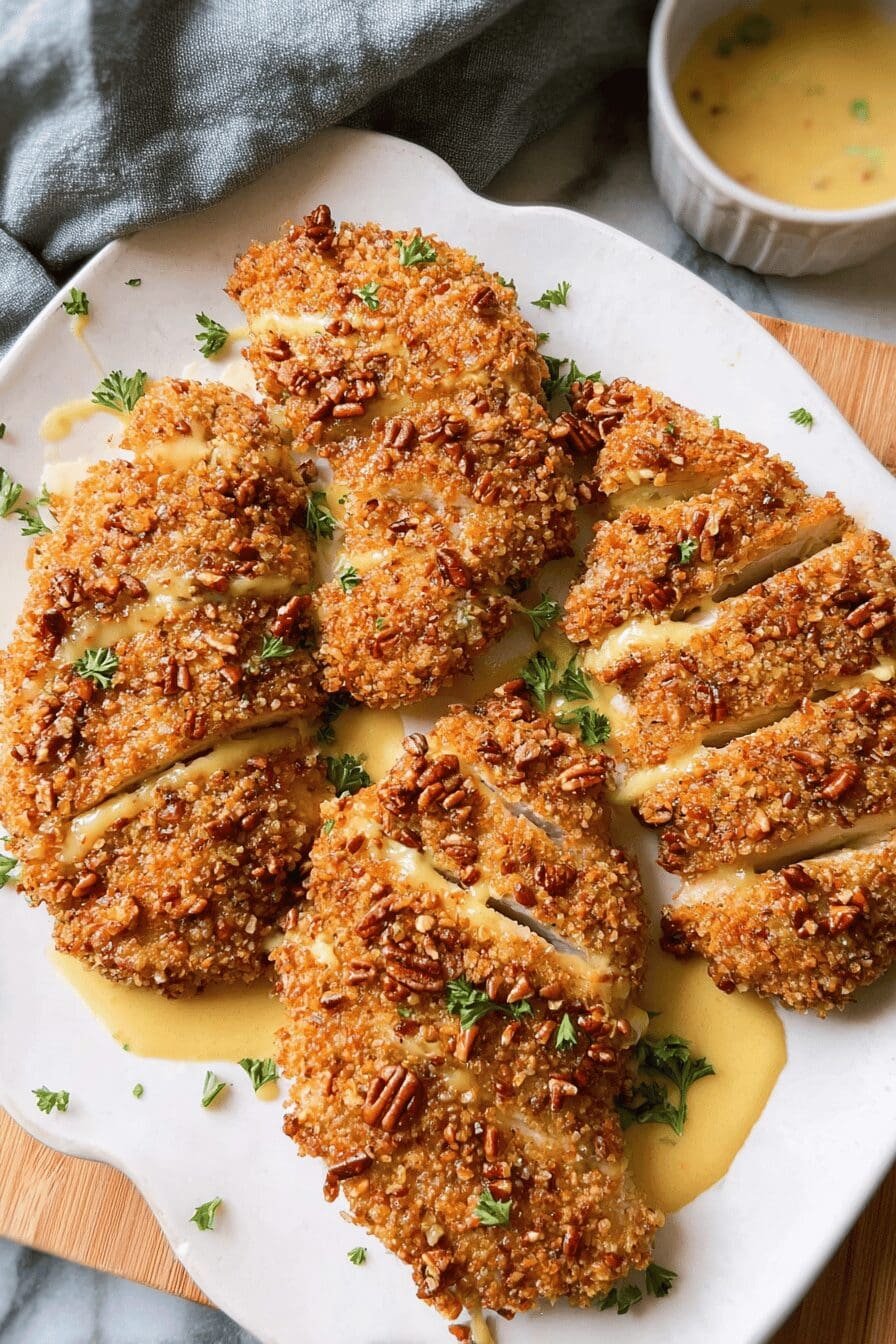 Honey Mustard Pecan Crusted Chicken