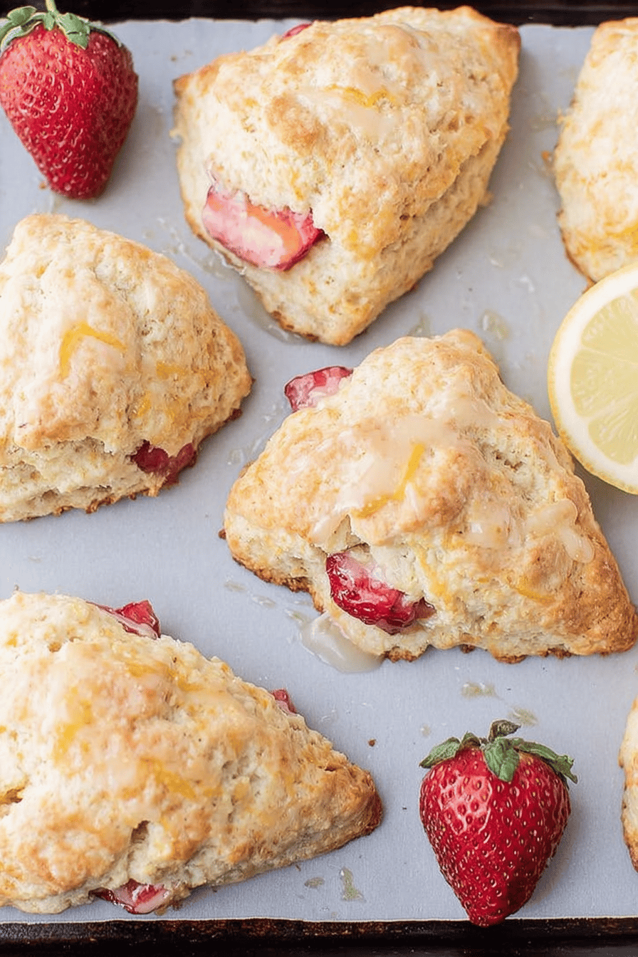 Lemon Cream Cheese Scones Strawberries