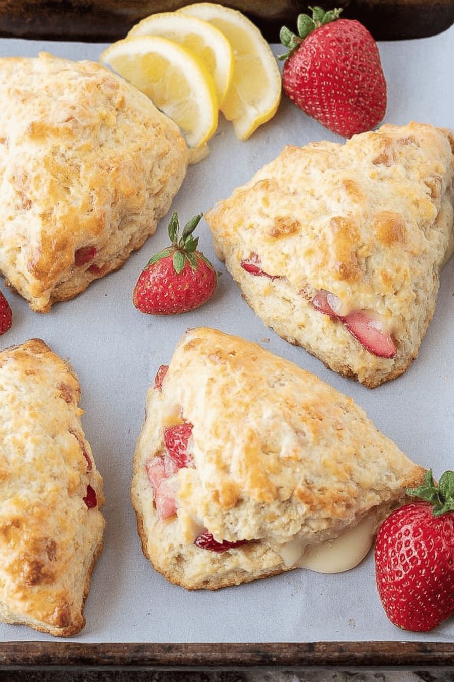 Lemon Cream Cheese Scones Strawberries