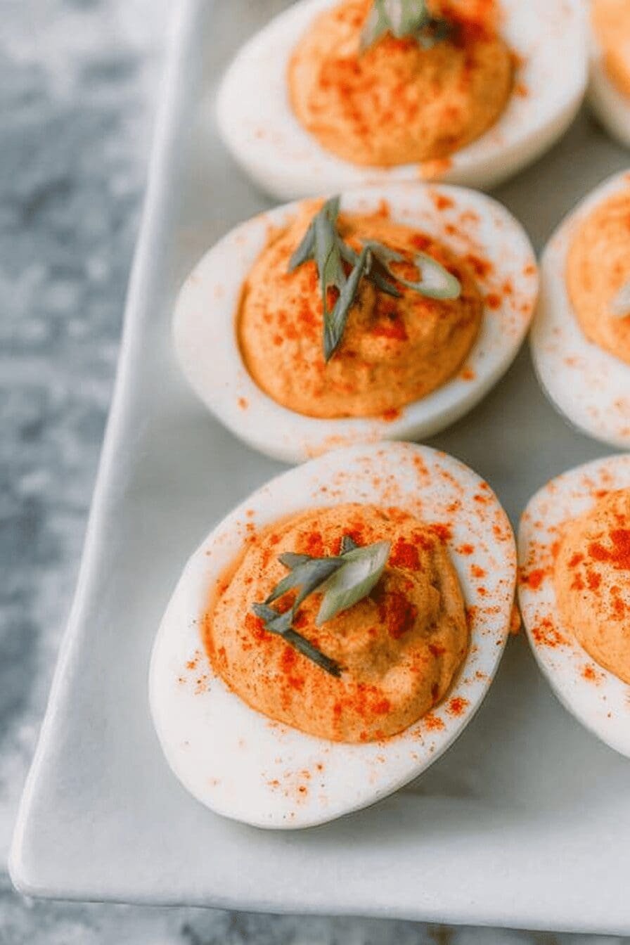 Roasted Red Pepper Deviled Eggs
