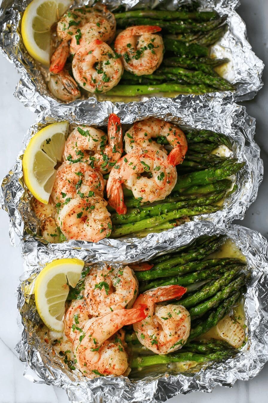 Shrimp And Asparagus Foil Packs