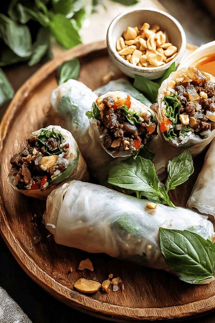Thai Basil Beef Rolls