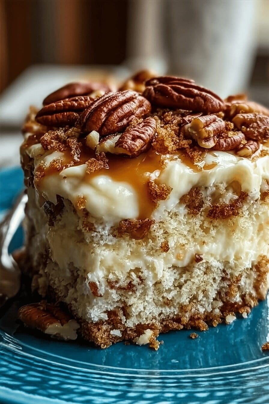 Butter Pecan Praline Poke Cake
