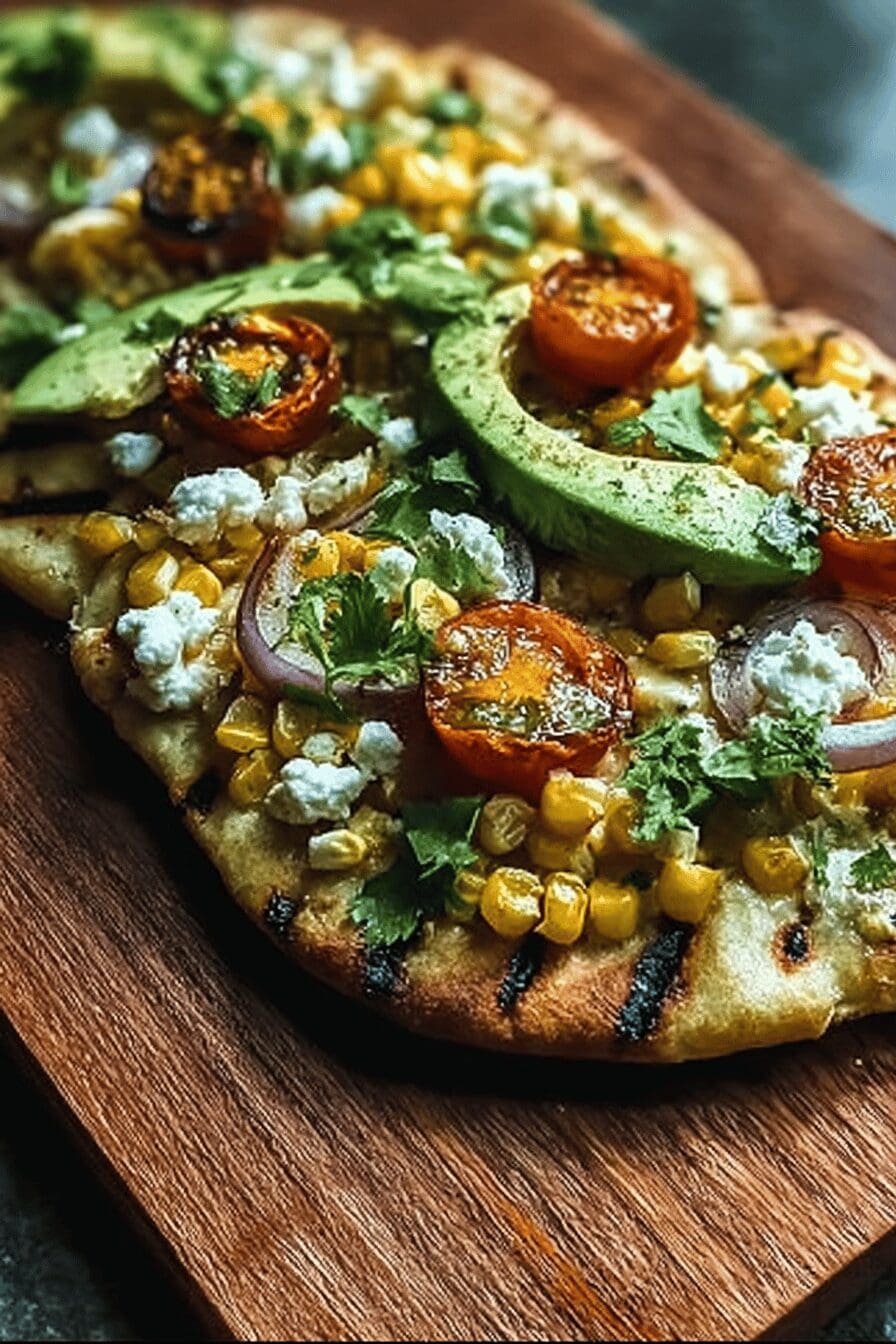 Grilled Corn Avocado Flatbread
