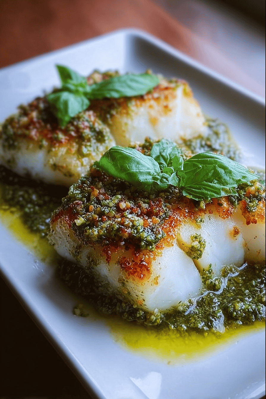 Pesto Parmesan Baked Cod