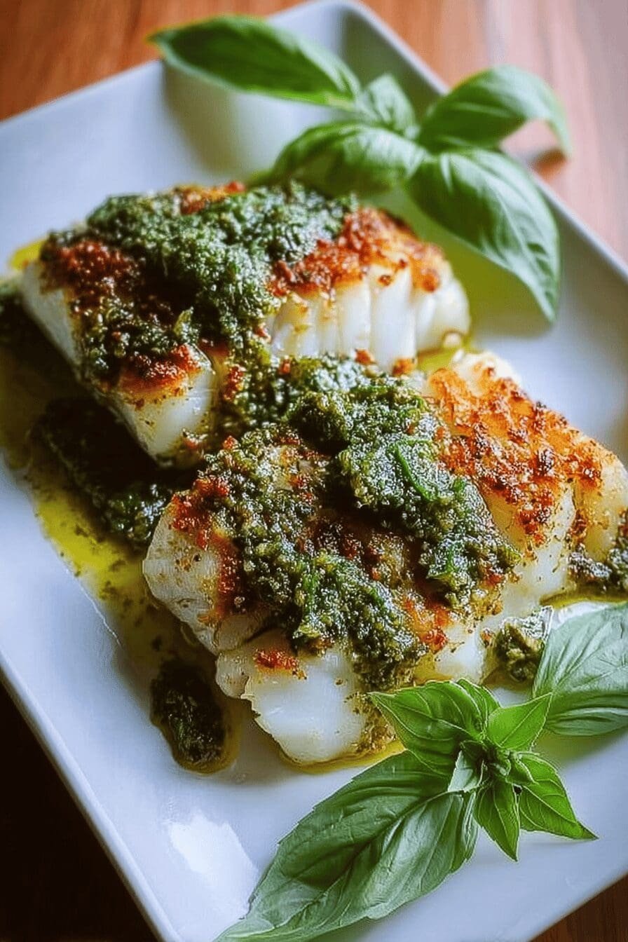Pesto Parmesan Baked Cod