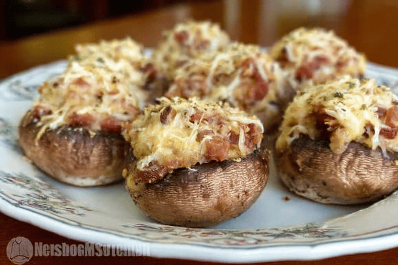 Smoked Gouda Bacon Stuffed Mushrooms