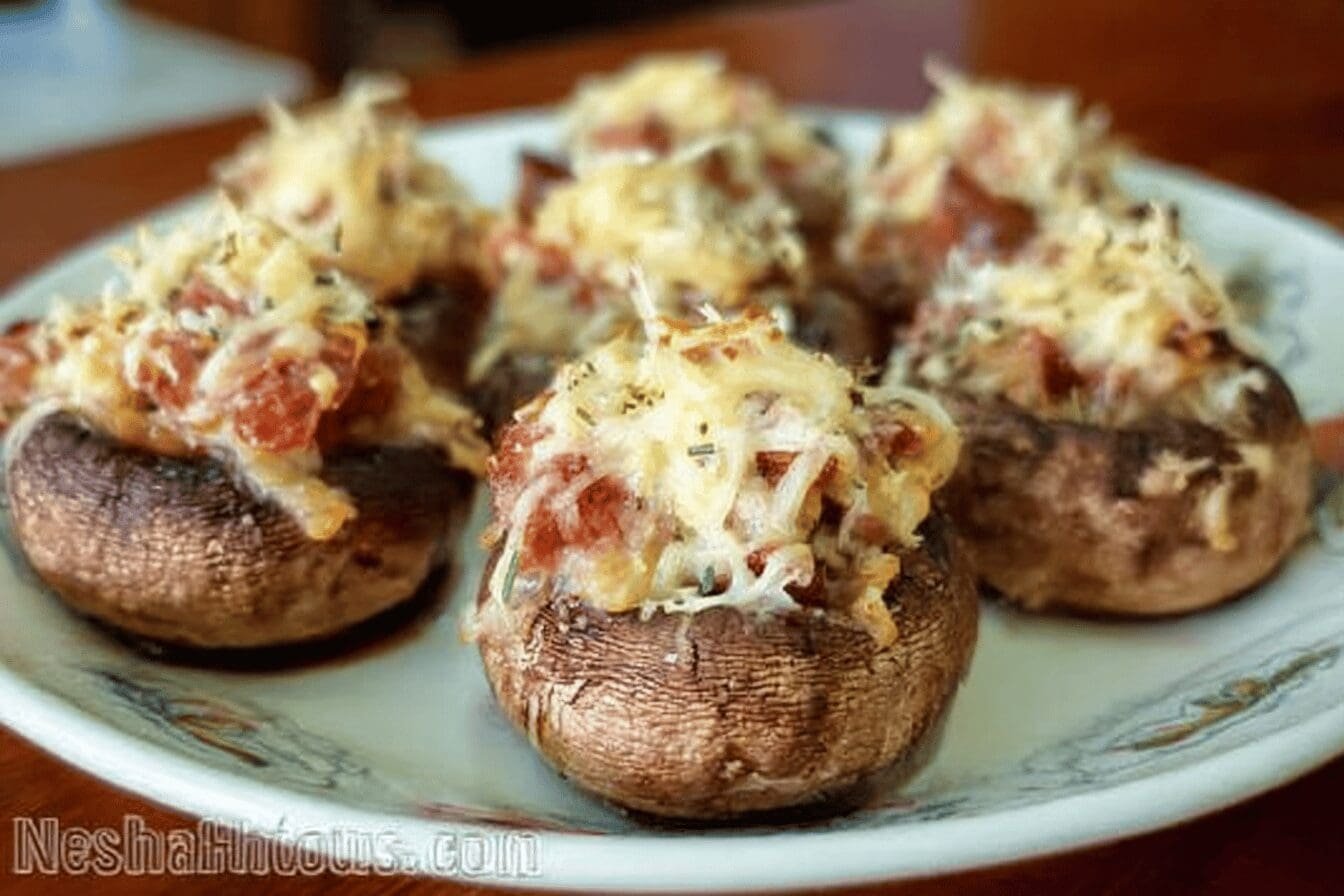 Smoked Gouda Bacon Stuffed Mushrooms